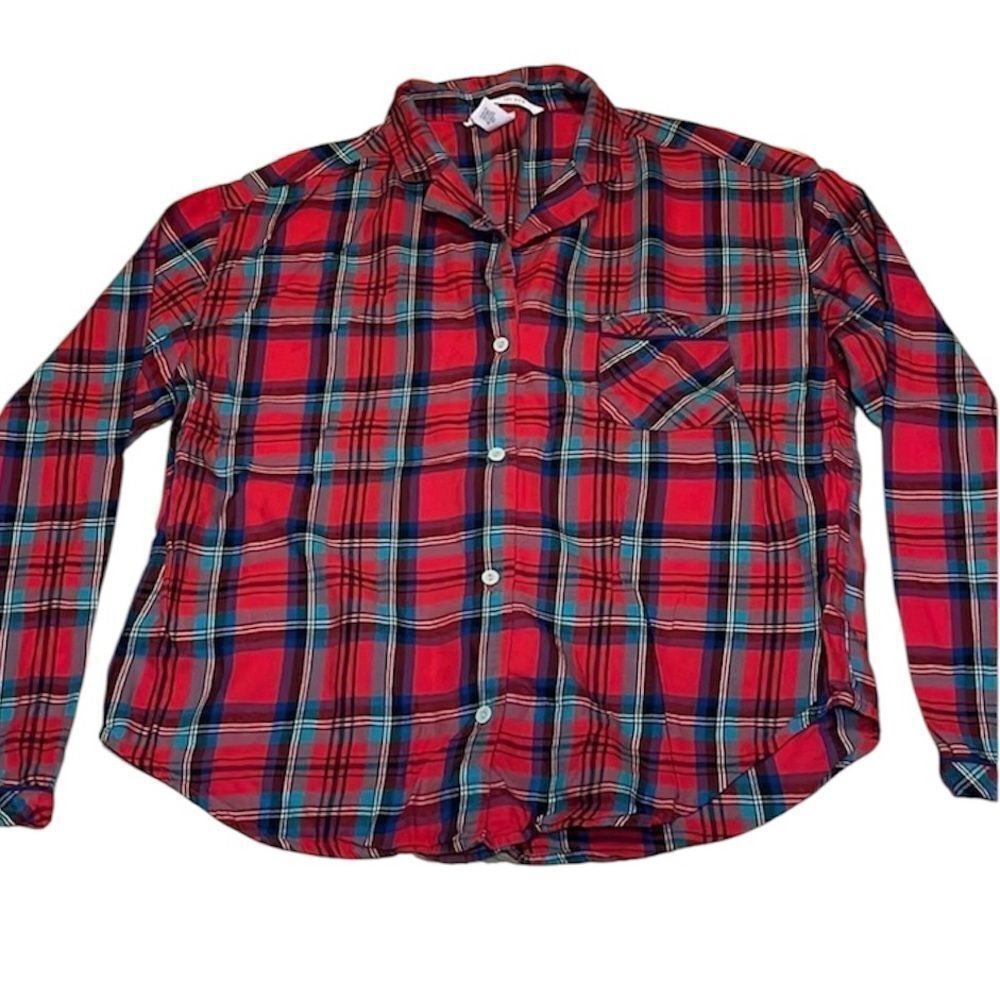 Victoria’s Secret Pajama Sleep Shirt, Top, Red Christmas Plaid PJs, Medium